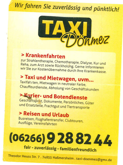 Taxiunternehmen Dönmez in Baden-Württemberg